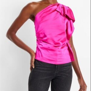 Express Pink Asymmetrical Ruffled Top NWT size M